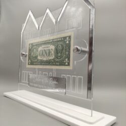 770 Rebbe Dollar display - Personalized - Silver with white base
