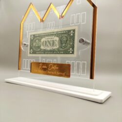 770 Rebbe Dollar display - Personalized - Gold with white base