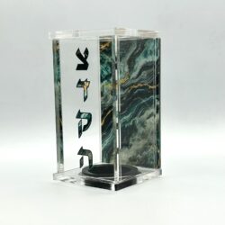 Personalized Tzedaka box with Mirror for Tefillin bag - Charity Pushka - Engrave your name - Perfect Bar Mitzvah gift - Acrylic - Marble - Green