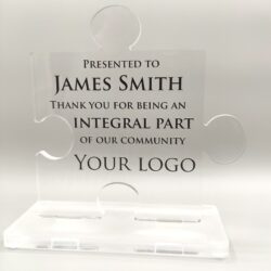 Personalized Acrylic Award – Puzzle Piece Shape – Recognition, Community, Company, or Donor Appreciation