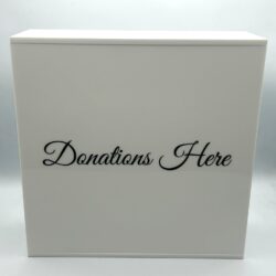 Custom made White Acrylic (Donation) Box for Envelopes - Print your text or logo - Wall-mounted installation (No lock)
